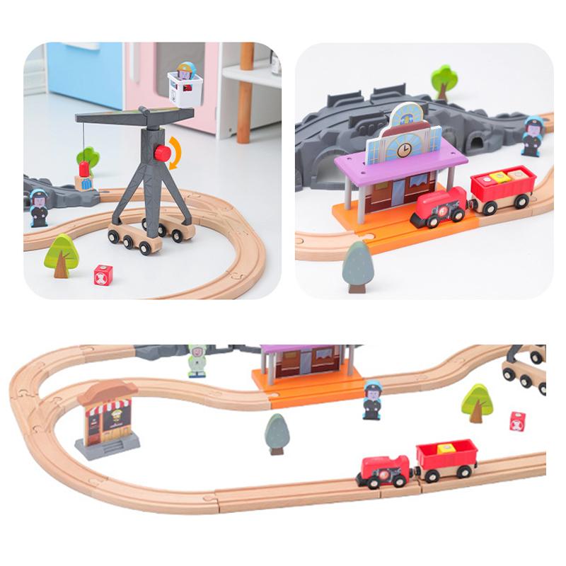 Diy Wooden Bell Tower Station Track Set Compatible with All Brands of Railway Road Accessories Assemble Toys for Children