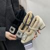 Warme Damen-High Heels Strass dicker Fleece quadratische Spitze Fleece-Mützen-Schuhe Damenschuhe Einzelne Schuhe Mary Jane