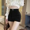 Женские черные вельветовые шорты с высокой талией - 2024 Трендовые, эластичные, сексуальная посадка