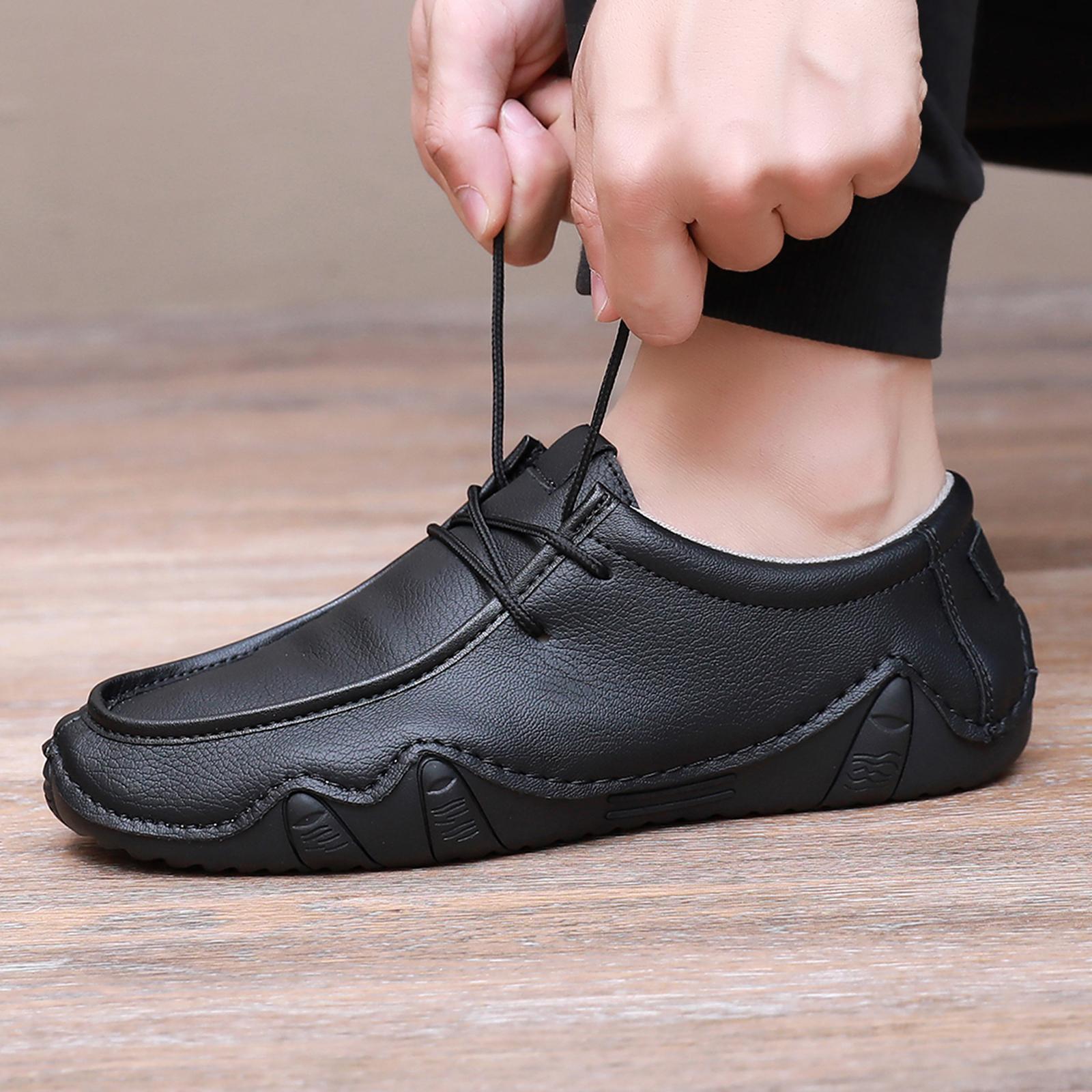 

New Fashion Handmade Leather Casual Men Shoes Design Sneakers Man Loafers Breathable Low Top Flat Shoes Driving Plus Size 39