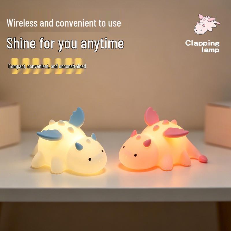 Little Dragon Kids' Bedside Silicone Light - Seven-Color Dinosaur Night Lamp Gift