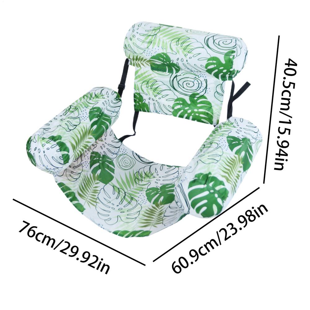 Inflatable Pool Lounge Chair Floating water lounge bed Foldable swimming pool recliner Foldable backrest float swim ring зелёный