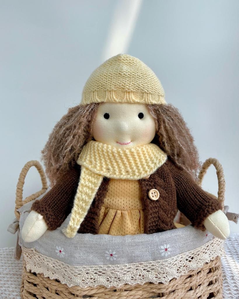 BlissfulPixie Waldorf Doll Waldorf Doll Handmade Doll - Amelia 30cm Soft Girl Cute Stuffed Toy Perfect Doll for Kids