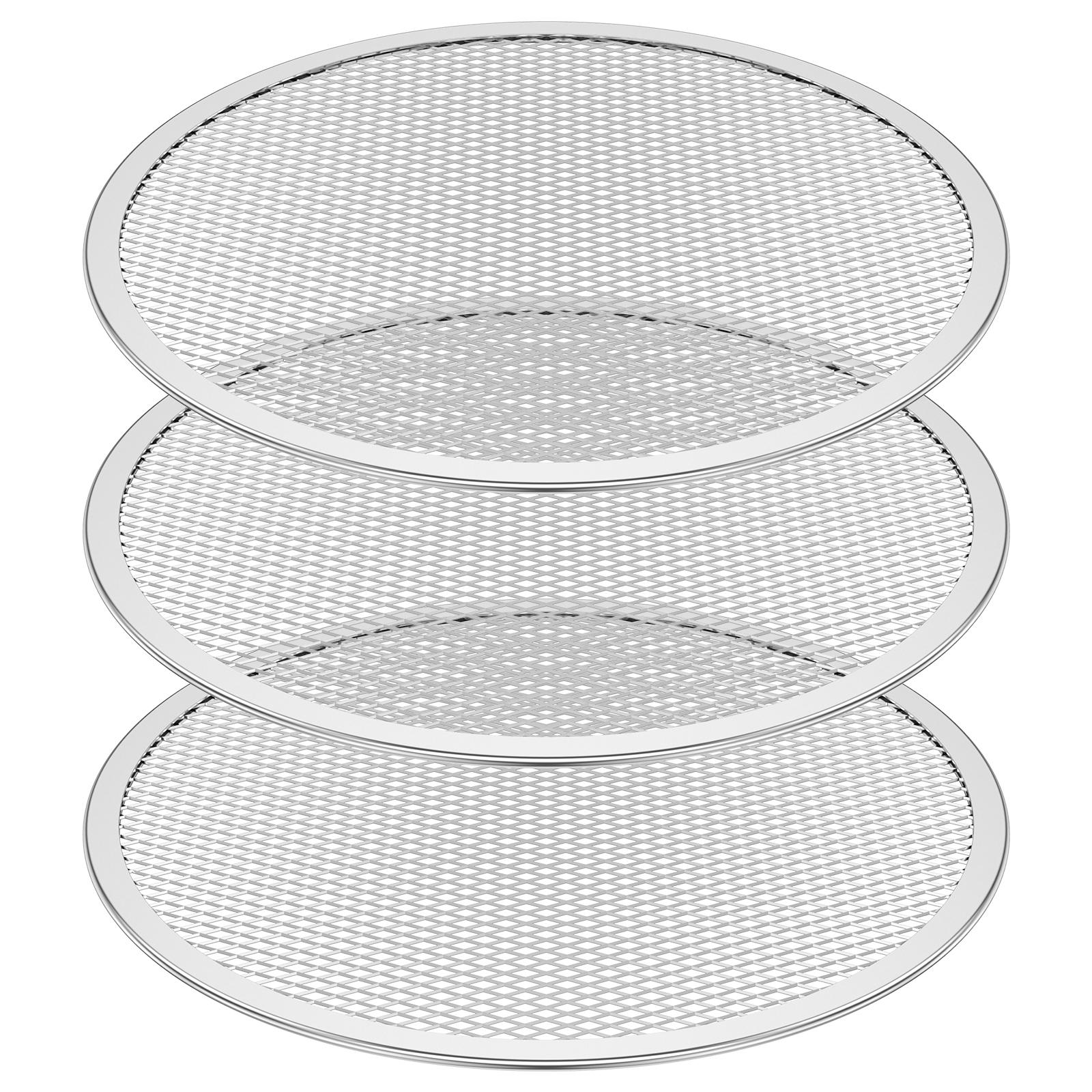 3 шт. 12-дюймовый круглый противень для выпечки пиццы, DIY сетка для пиццы, противень, металлическая сетка, антипригарная форма для духовки, алюминиевая сетка для пиццы
