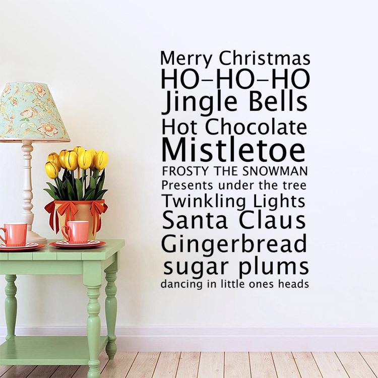 

AW9445 Merry Christmas English Blessing Proverbs Wall Sticker for Living Room/Bedroom Decor