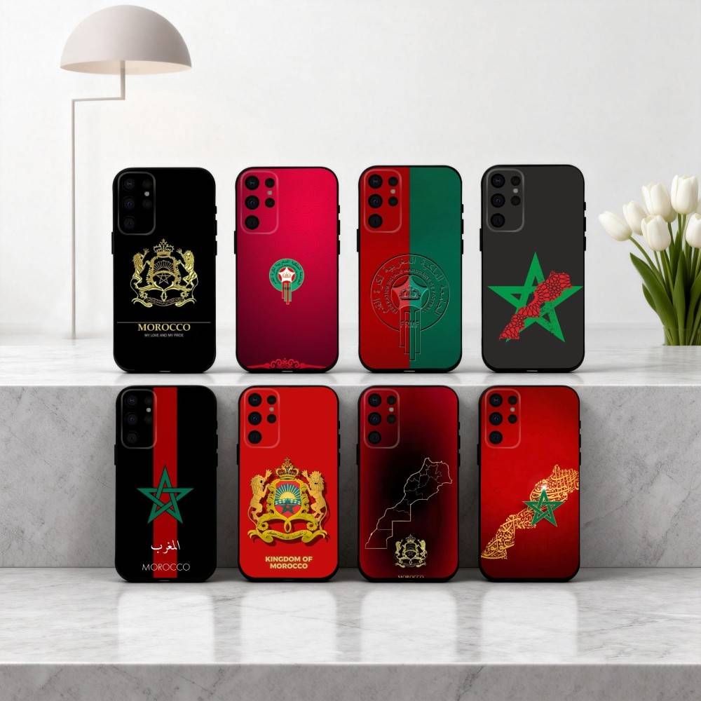 M-Maroc-C M-Morocco F-Flag Phone Case For Samsung S25,24,23,22,30,21,10,9,Ultra,Plus,Lite,FE,4,5 G Soft Black Case