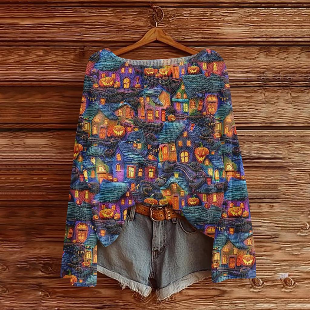 Women's Fashion Round Neck Long Sleeve Pullover Faux Sweater Knitted Pullover Top