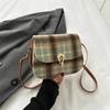 Stylish Plaid Retro Mini Crossbody Shoulder Bag Soft Pu Leather For Urban Fashion