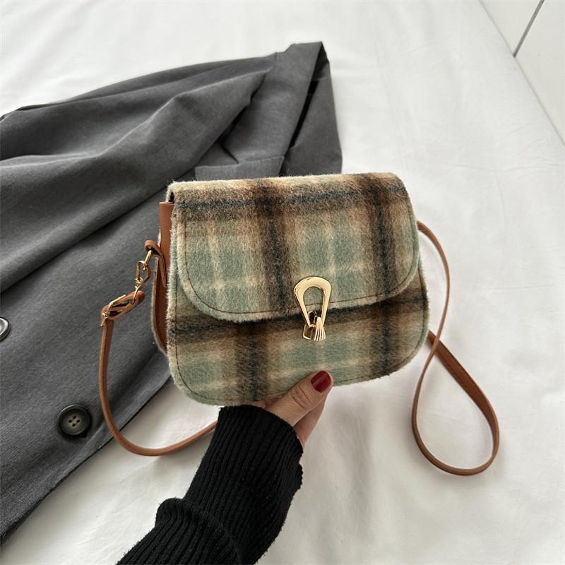 Stylish Plaid Retro Mini Crossbody Shoulder Bag Soft Pu Leather For Urban Fashion