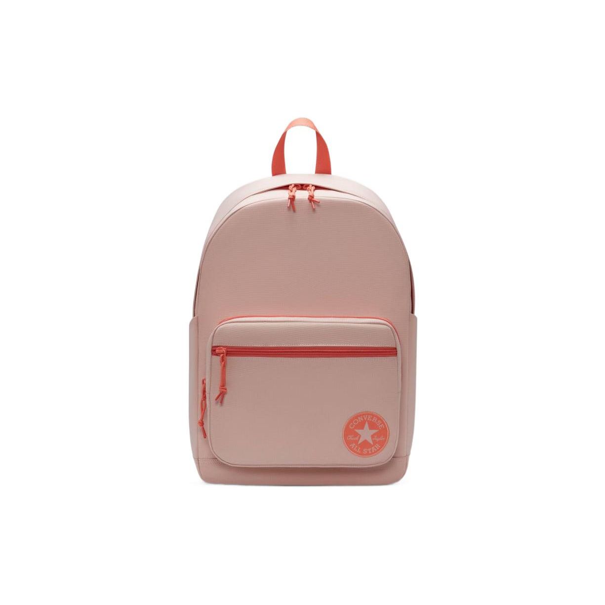 Converse Classic Logo Decorative Zipper Backpack Large Capacity Polyester Women Backpack Sakura-Pink 10019900-A19 Cherry Blossom Pink