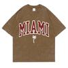 Miami Coast Kokospalmer Tvättade Retro Snögubbar T-shirts Bomull Oversized Kortärmad Lös T-shirt Andningsbara Toppar