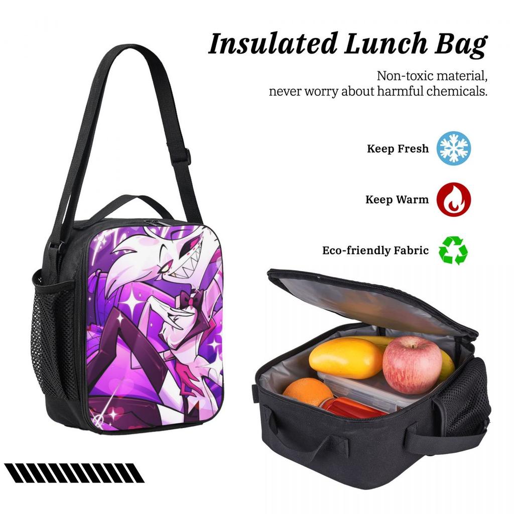 Alastor Vox Hazbins Hotels Kids Backpack Lunch Box Pencil Boxes for Boys Girls Preschool Backpacks Kawaii School bag Bookbag Set