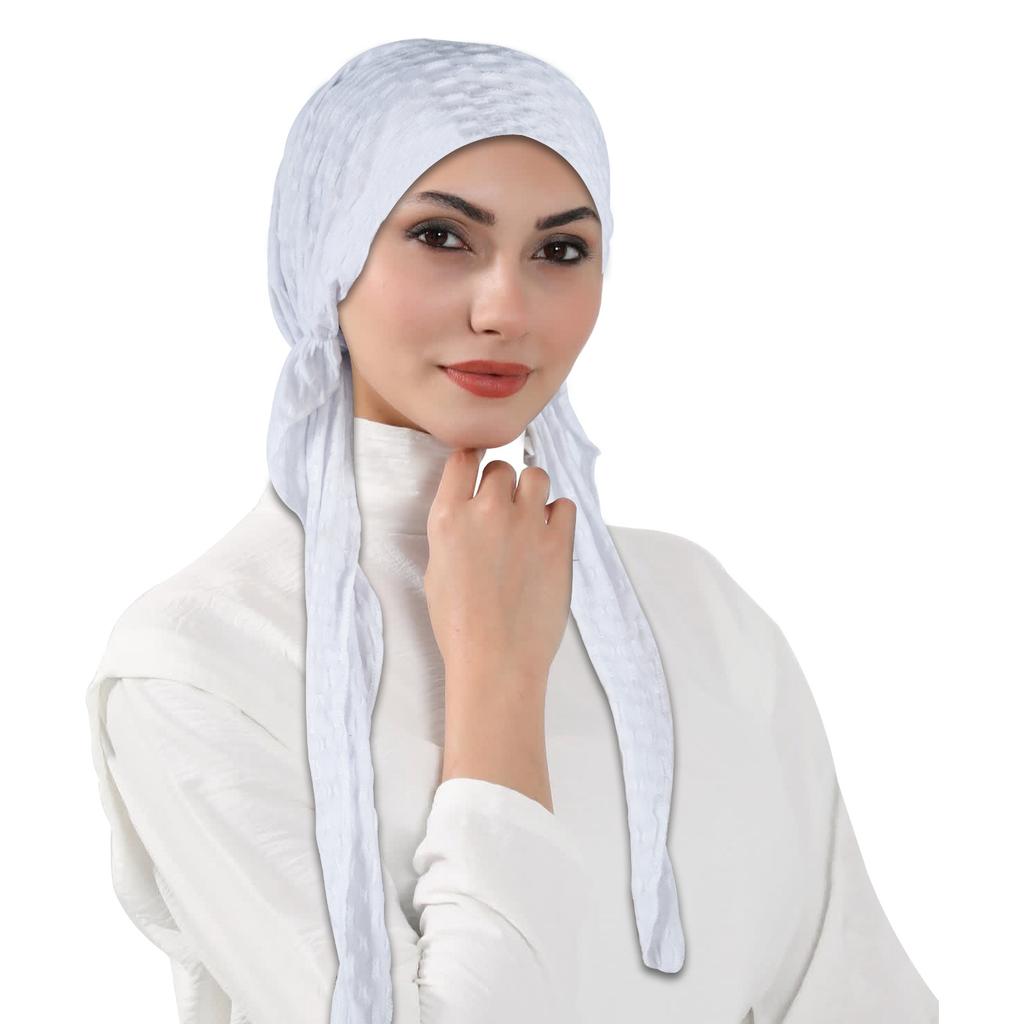 Solid Color Long Tail Turban Hat for Women