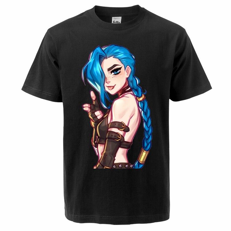 

Аркан Аниме Мультфильм Jinx 2022 Новое лето Унисекс Хип-хоп футболка Простой O-Neck Tees Унисекс Одежда Хип-хоп с короткими рукавами