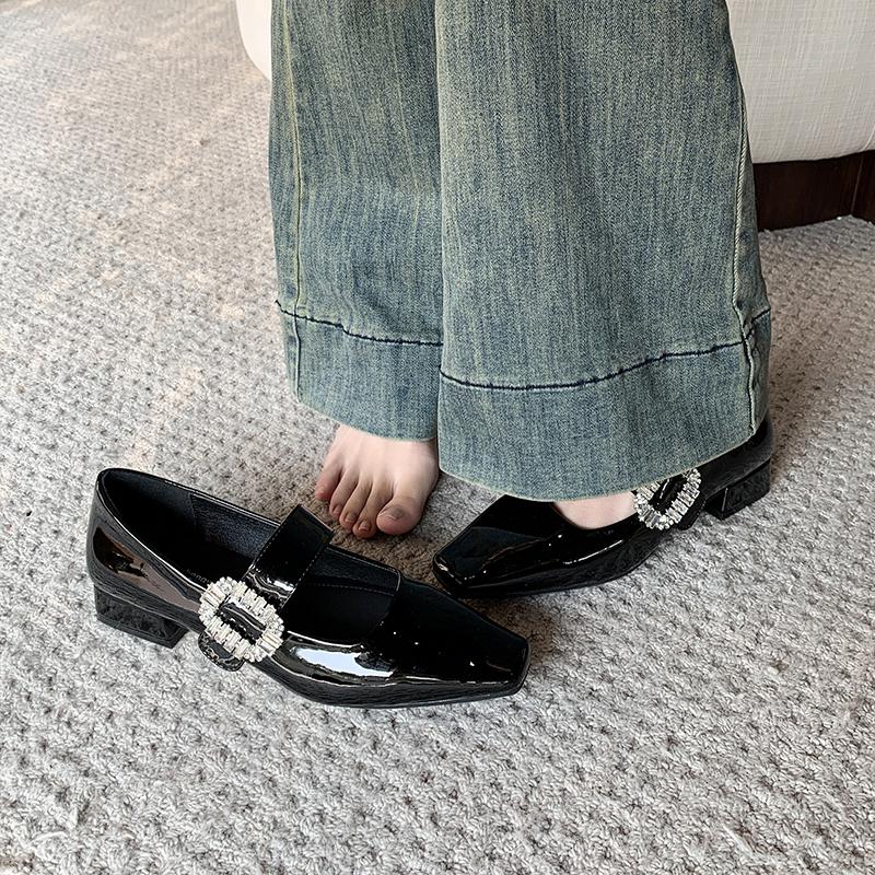 

Модные красные туфли-лодочки Мэри Джейн для женщин, туфли на толстом высоком каблуке, женская обувь с квадратным носком, модные туфли для вечеринок для женщин, новинка 2025 35 чёрный