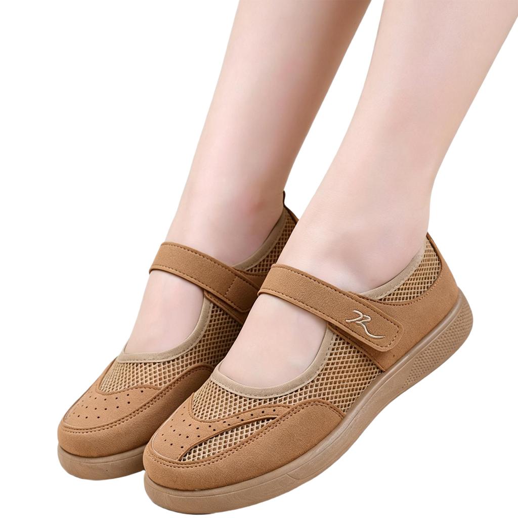 Casual Flat Shoes with Hook and Loop Closure