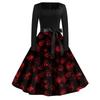 Women's Casual Fashion Halloween Printed Square Neck Vintage Dress