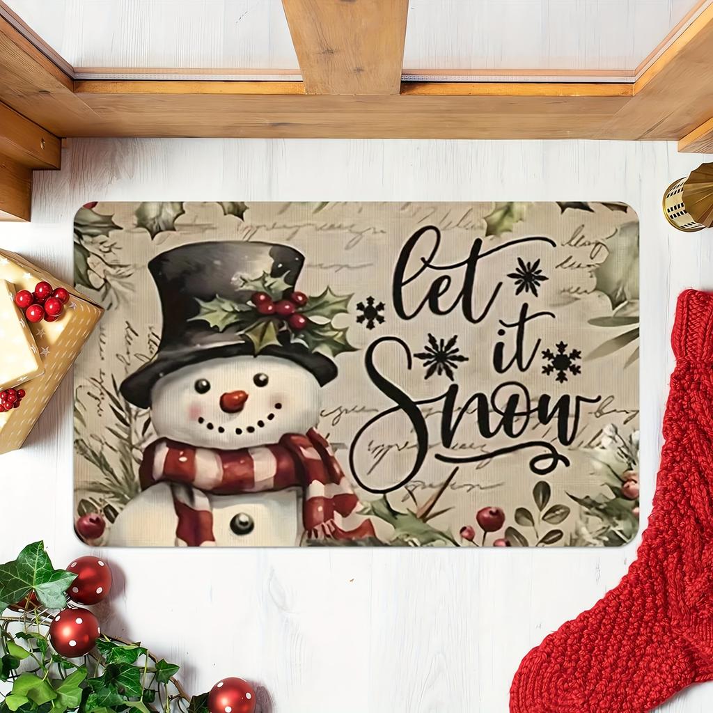 Christmas Carpet Doormat Carpet For Live Room Snowman Pattern Bedside Floor Mat Outdoor Carpet Welcome Mat