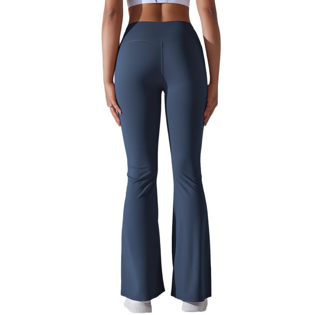 Klassiske ensfargede slengbukser yogabukser dame slankende hofte høy midje elastisk trening vide ben fitnessbukser dame