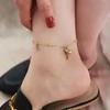Titanium Steel Lucky Gourd Anklet - Elegant Gold Fu Character Foot Chain for Women