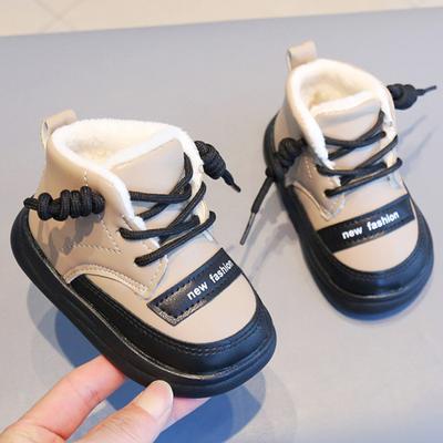 Winter Baby Shoes Infant Girls Boys PU Leather Cotton Boots Warm Thicken Plush Kids Shoes Soft Sole Non-Slip Walking Snow Boots