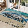 Beach Themed Welcome Mat Non‑Slip Rug for All‑Purpose Coastal and Tropical Home Decor