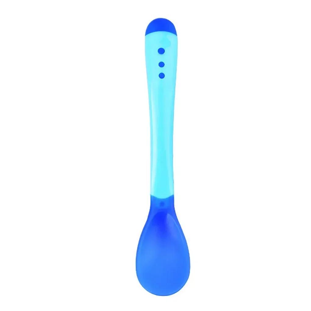 Baby Temperature Change Fork Spoon Small Toddlers Utensils Plastic Baby Spoons Infant Feeding Tool Heat Sensitive Kids Tableware
