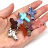 5Pcs Natural Stone Quartz Pendants Exquisite Cross-shaped Semi-precious Charms for Jewelry Making DIY Necklace Accessory Easter Gifts