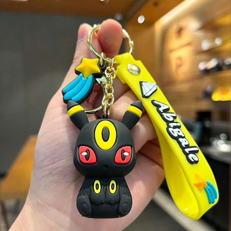 6cm Pokemon Anime Figure Eevee Pikachu Vaporeon Umbreon Glaceon PVC Figure Keychain Bag Keyring Children's Toys Birthday