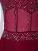 Women Lyrical Dance Unitard Glitter Rhinestone Halter Backless Sheer Waist Tight Pants Mesh Layer Jumpsuit Flowing Dancewear for Stage Performance