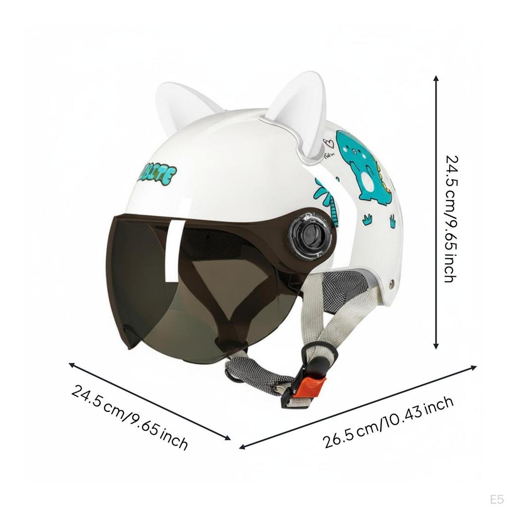 Children's CatEar Helmet Hard FastRelease Buckle Child Gear Dinosaur Wht Clear