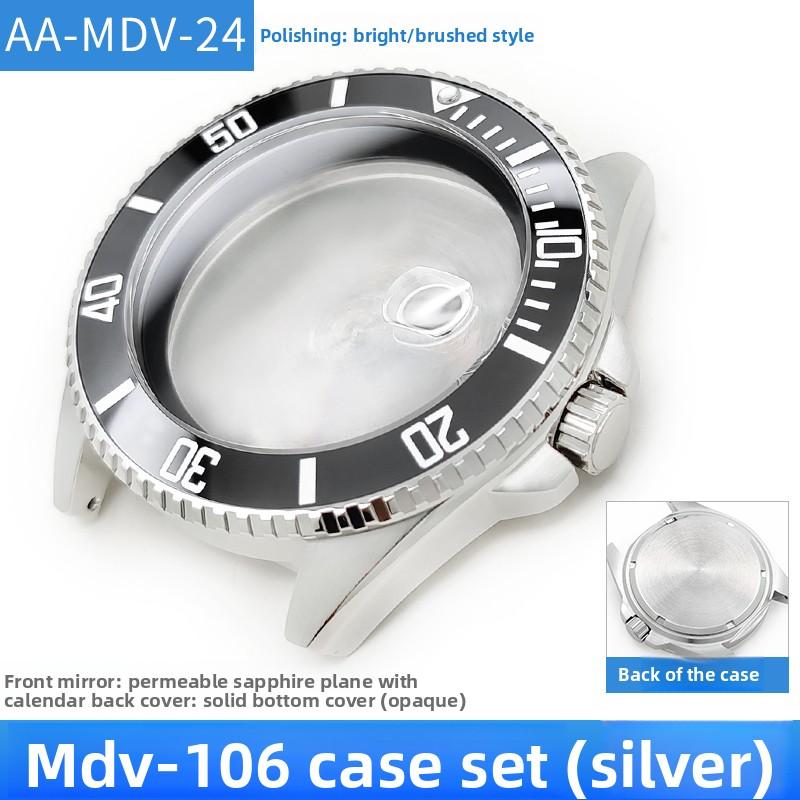 MDV106 Metal Case Film Bezel Bumper Armor For Casio MDV-106 Stainless Steel Crown Caseback Sapphire Glass Men Watch Accessories