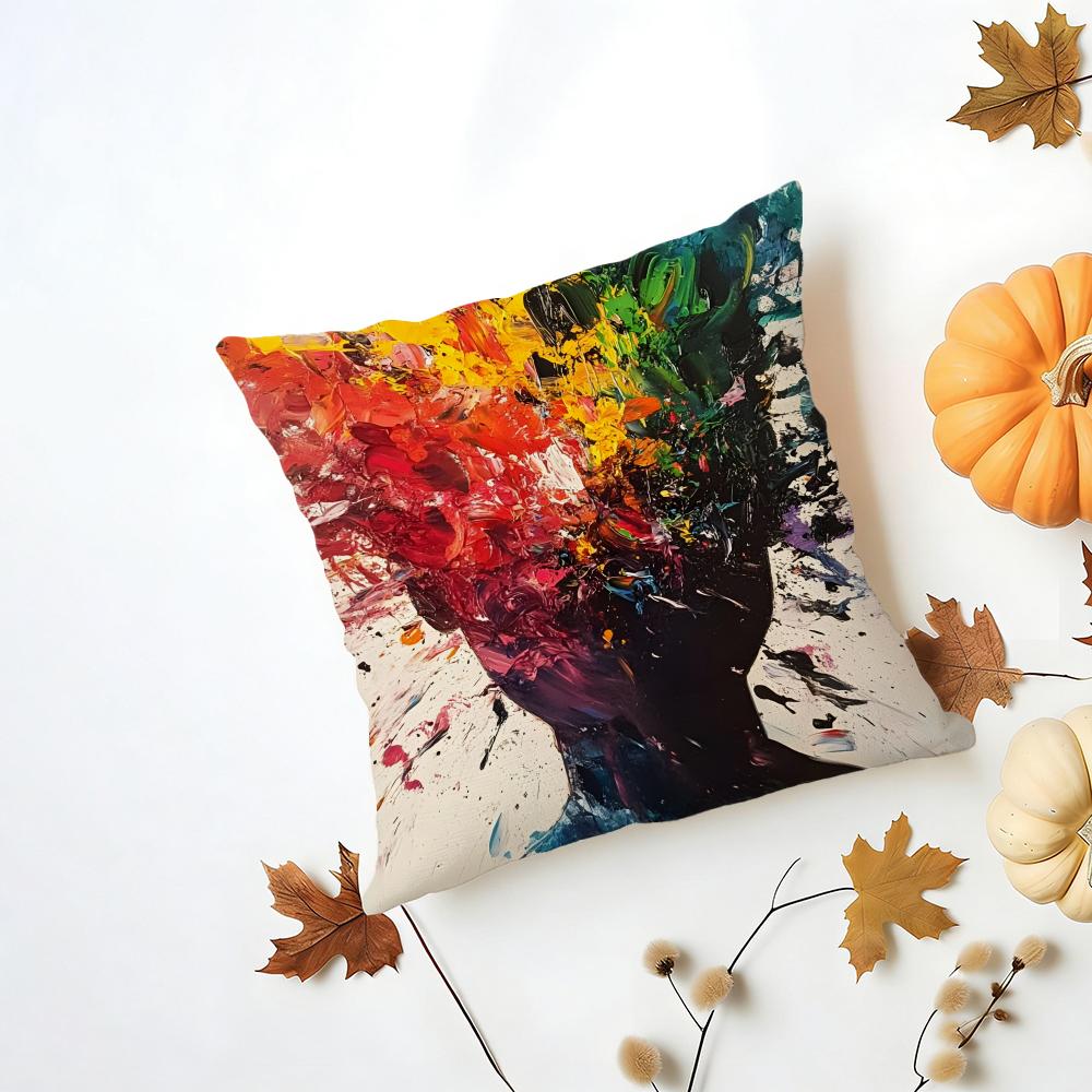 Emotional Outlet Art Painting Cushion Cover Washable Linen Pillowcase Soft  for Daily Sofa Bed Home Room Decor