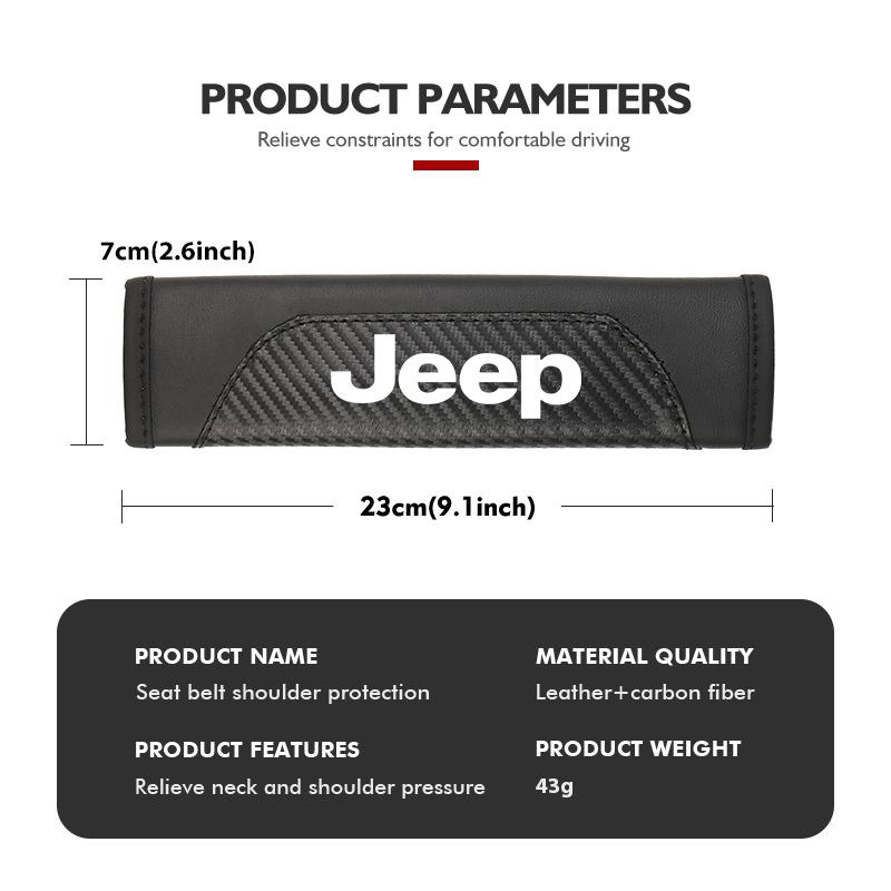 For Jeep Leather Car Safety Seat Belt Strap Shoulder Pad Accessories Cherokee Patriot Liberty Wrangler JK JL Commander