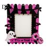Halloween Photo Frame Wooden Frame, Cute Ghost Butterfly Cat Tabletop Decor Display Slot with Stand, Sweet Kawaii Pumpkin Picture Holder for