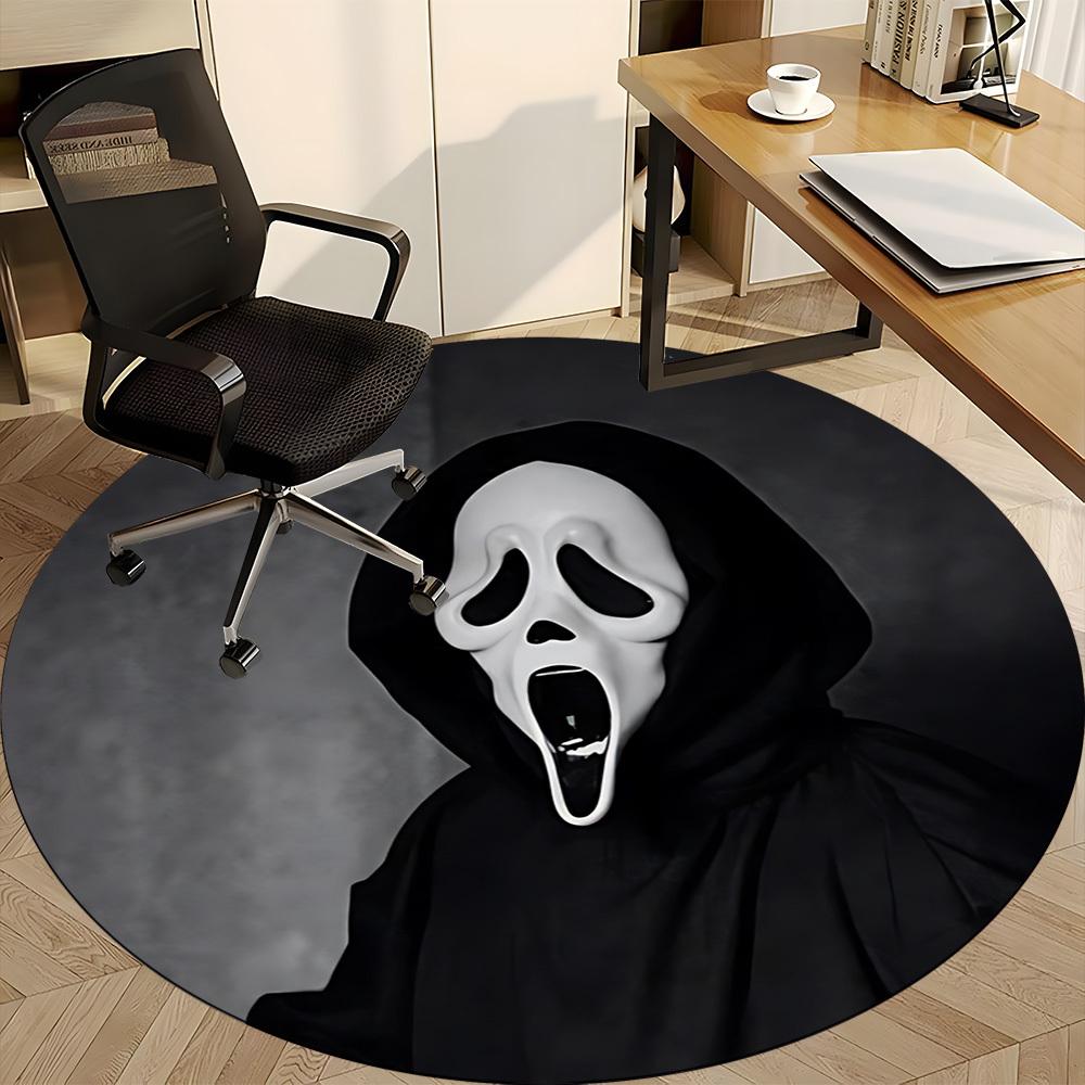 1pc Scream Mask Chair Carpet for Office Non Slip, Machine Washable Rug for Office, Room Holiday Decor for Christmas, Birthday Polyester