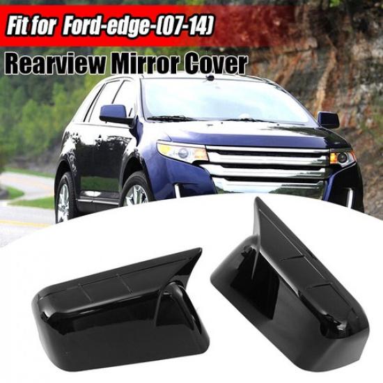 OX Horn Style Rearview Side Mirror Cover Cap For Ford Edge 2007-2014 Gloss Black