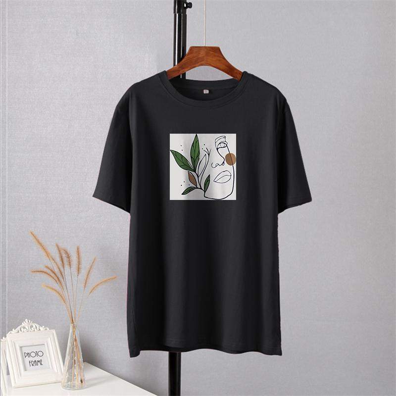 Shellsuning Oversized Aesthetic Printing T-shirts for Women Summer New 100% Cotton Casual Retro Basic Tees Female Korean Harajuku Tops