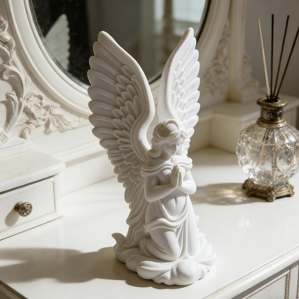 1Pc Kneeling Praying Angel Statue Ornament, Home Decor Resin Sculpture, Suitable For Living Room, Bedroom, Bookshelf