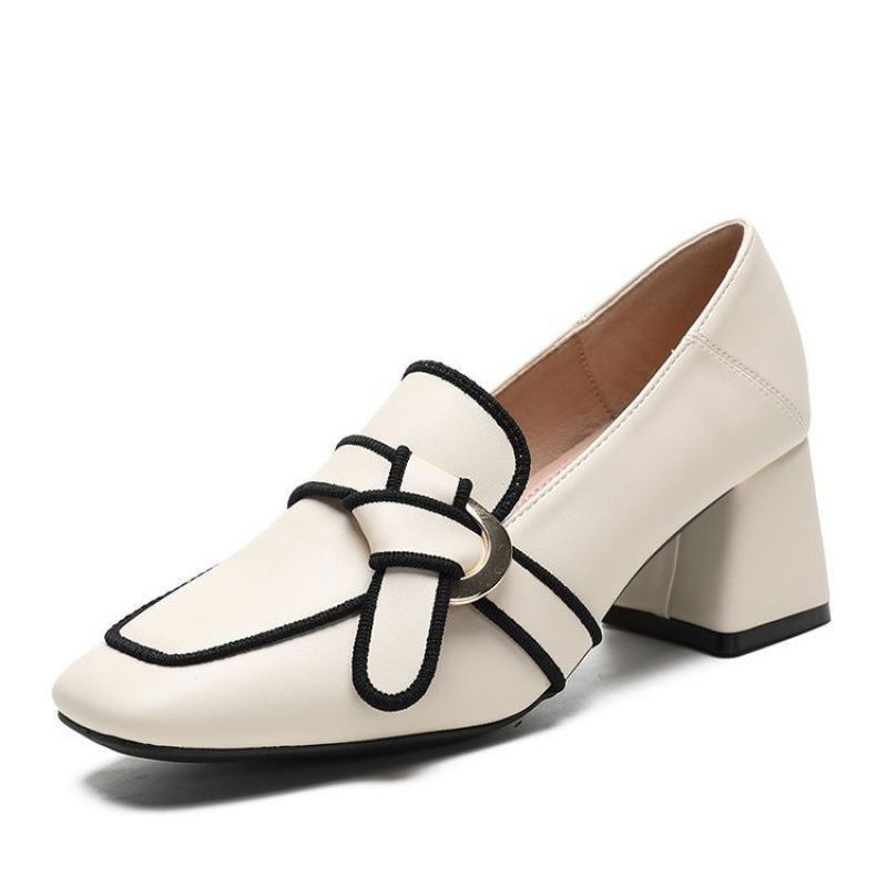 

Square heel PU single shoes medium heel (3-5cm) medium mouth rubber low-top shoes square sandals single shoes women s casual sports women s shoes 35 слоновая кость