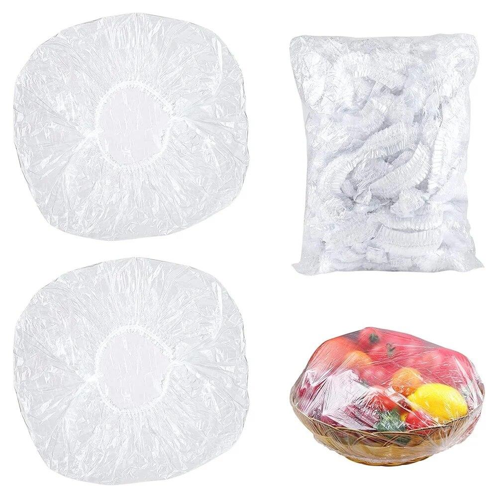 100pcs Reusable Plastic Wrap Elastic Food Lids For Fruit Bowls Cups Caps Storage Kitchen Fresh Keeping Saver Bag