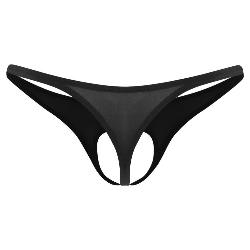 Mens Sexy Low Waist Open Front Pouch Butt Flaunting Thong Jockstrap