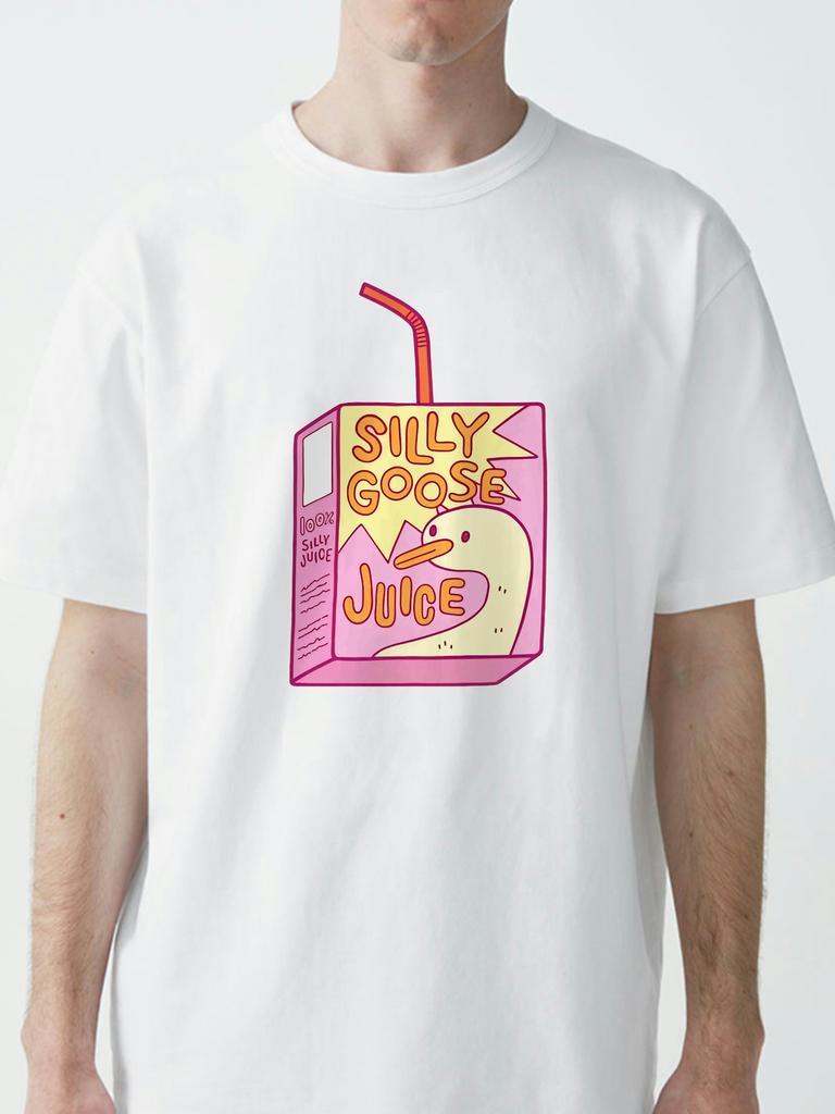 Silly Goose Juice Classic tshirts Men Women Cartoon Lovely print Graphic T Shirt Short Sleeve ONeck Summer Unisex Tee Shirt