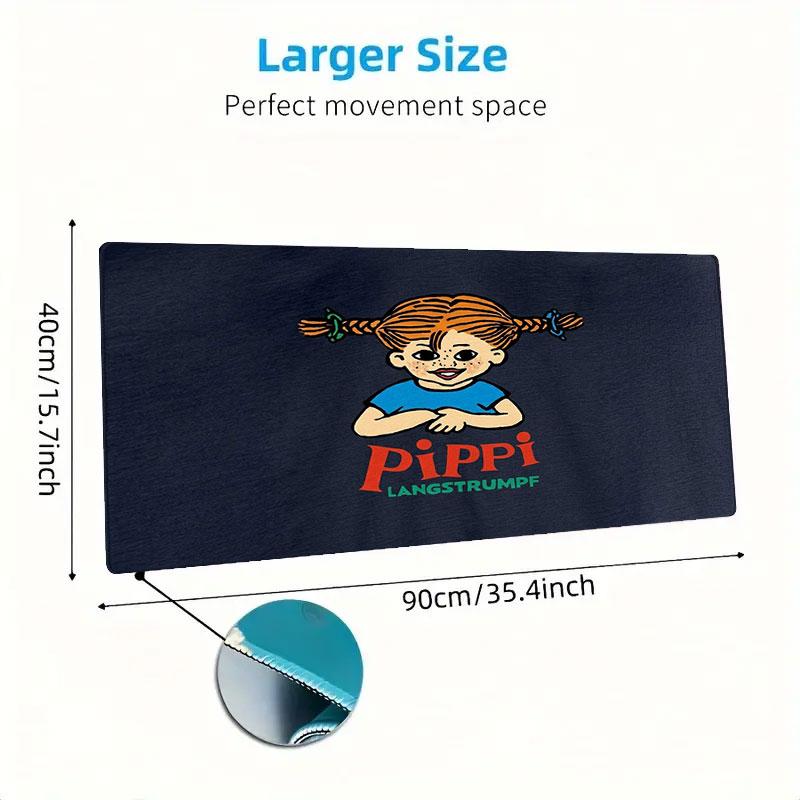 Pippi Longstocking Large Size Mouse Pad Large Gaming Table Cushion Non-slip Laptop Tablet Big Mousepad XXL Mat Mini PC Playmat With Lock Edge