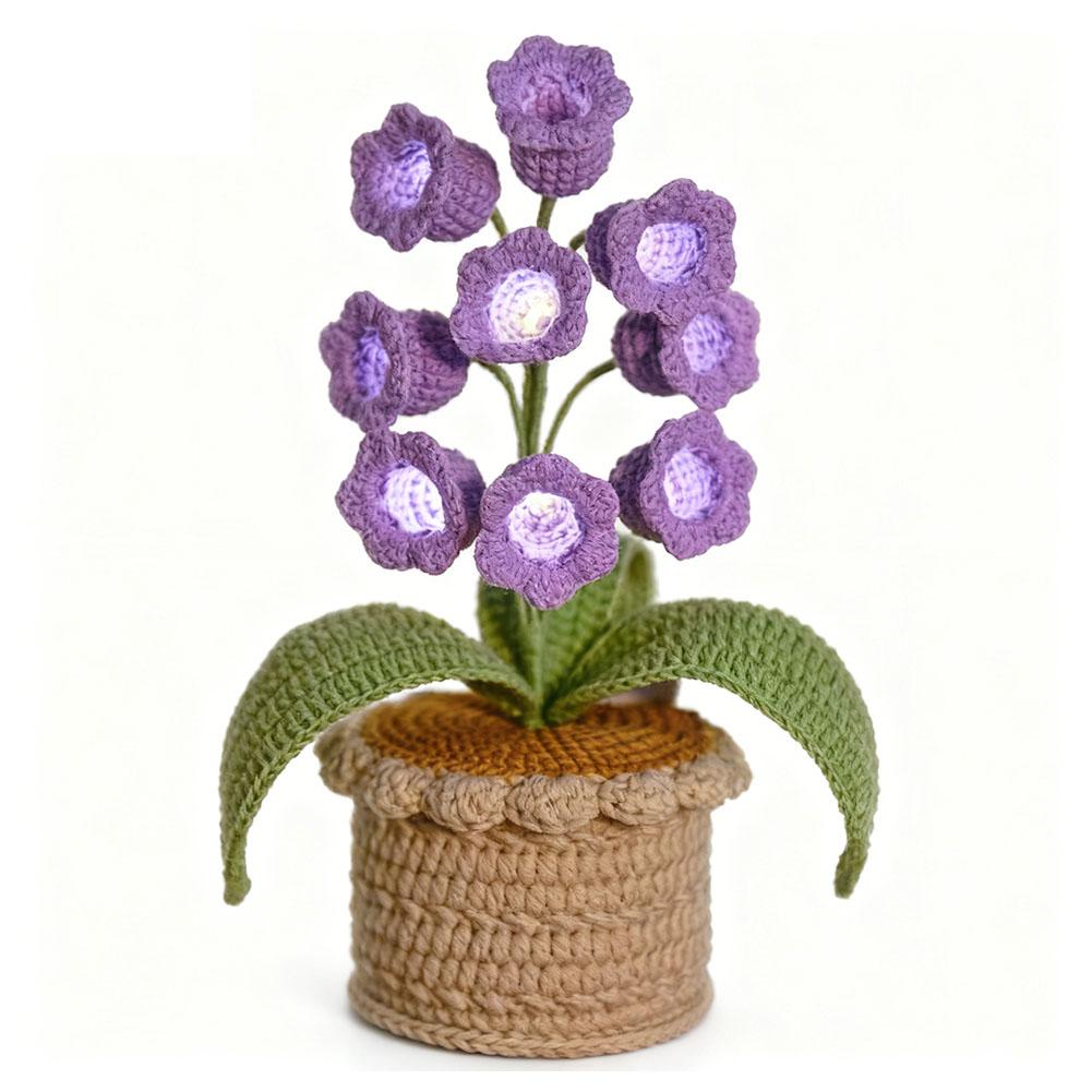 Lily of The Valley Lamp,Crochet Artificial Flowers with Night Lights,Cordless Table Lamp- Women Gift Ideas,Desk Home Decorations