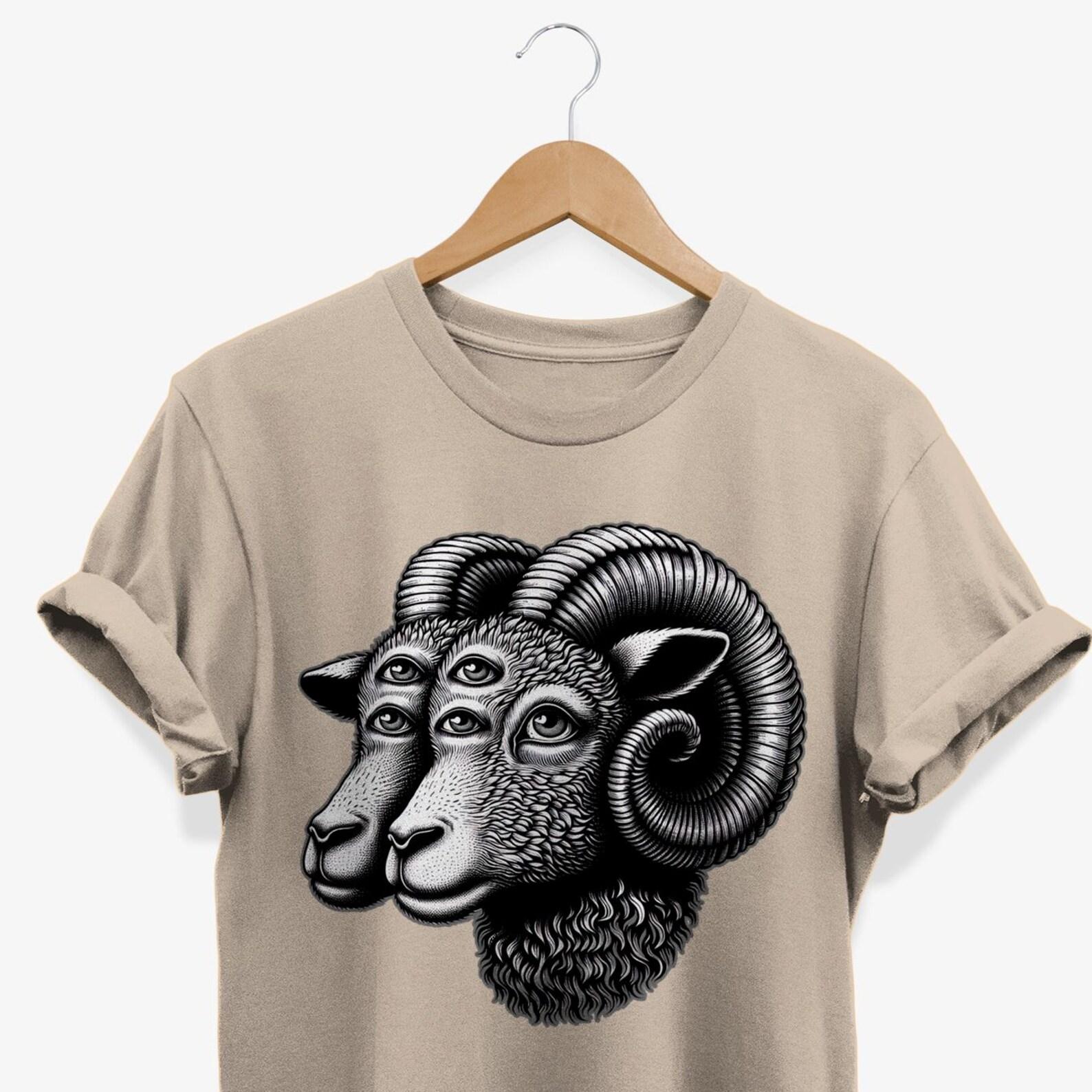 Weirdcore Bighorn Sheep T-Shirt: Trippy Psychedelic Graphic Tee 3XL