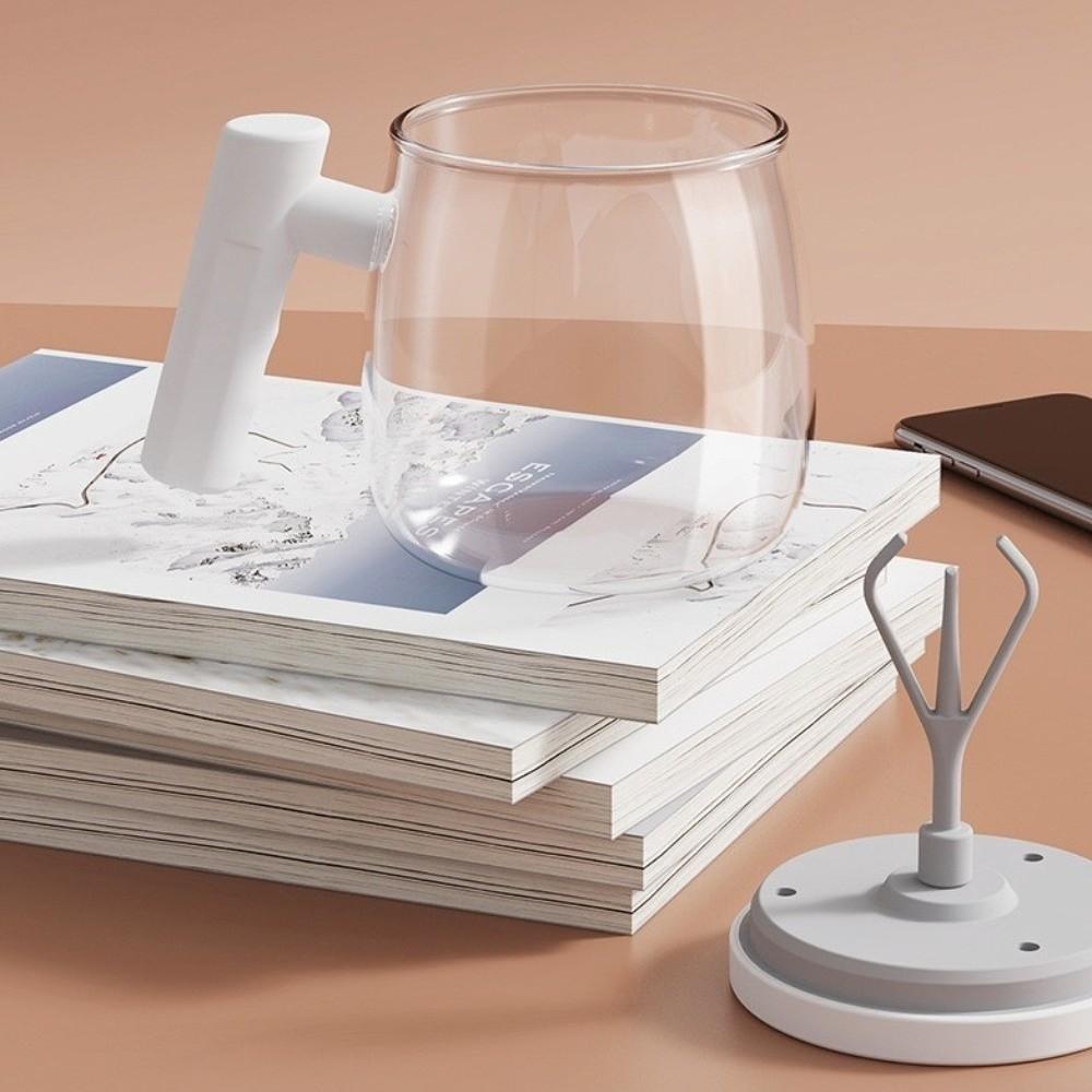 High Borosilicate Electric Self Stirring Mug Lightweight High Speed Mixing Glass Coffee Cup with Lid & Handle