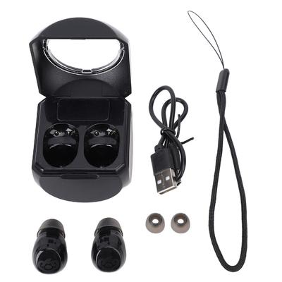 Black Earbuds Long Playtime Rechargeable Bluetooth Earphones with Charging Case Eartips for Business