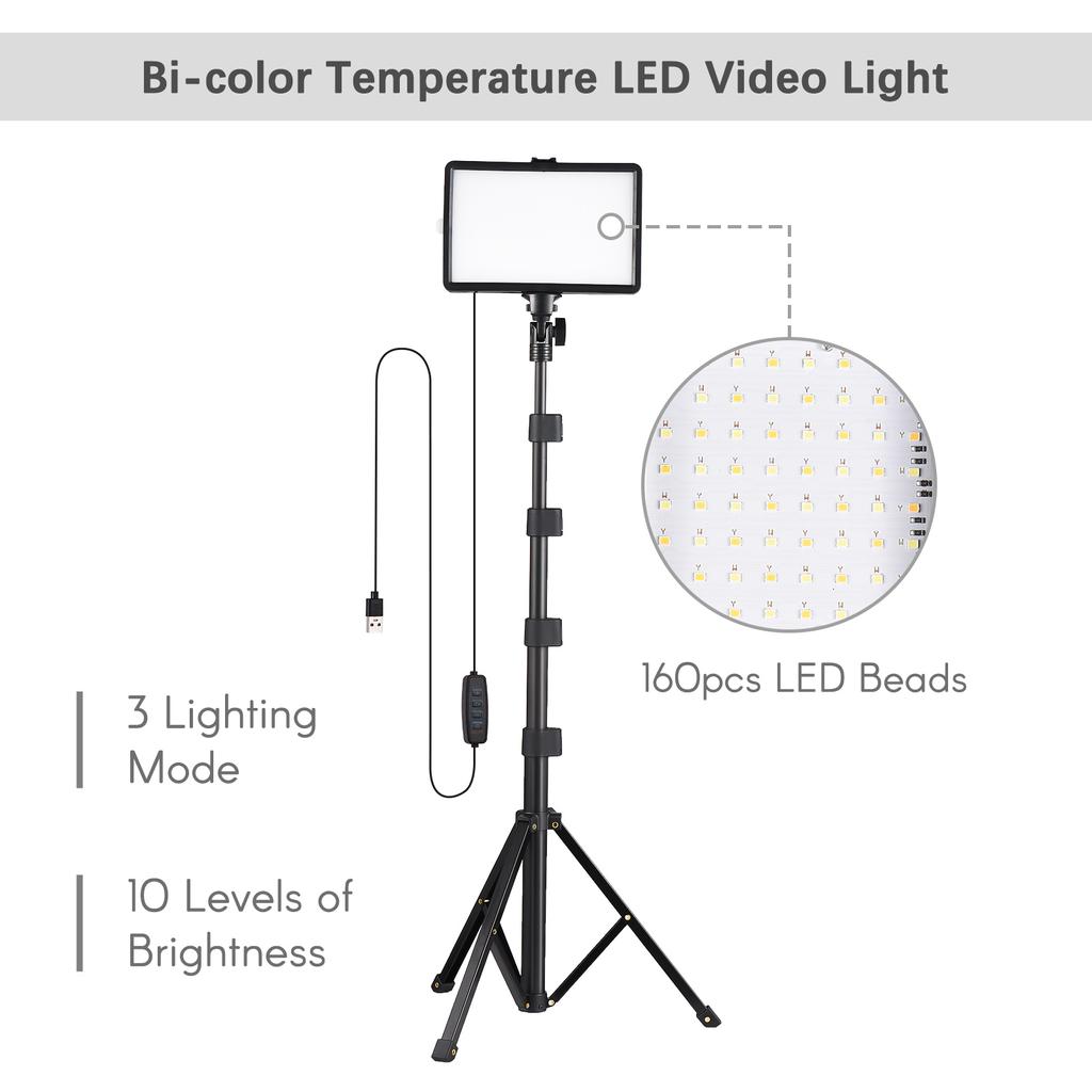 2 Pack USB LED Video Lights Kit Bi Color Temperature Fill Lights 10 Level Brightness with Light Stands Color Filters