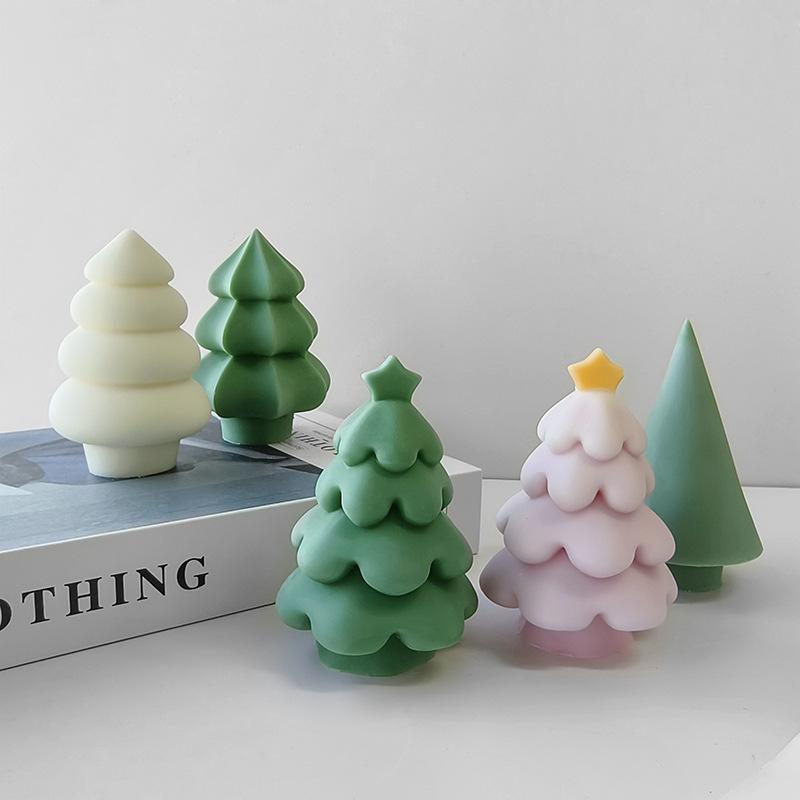 Creative Christmas Tree Silicone Candle Mold DIY Aroma Plaster Resin Molds Christmas Decoration Candle Making Supplies